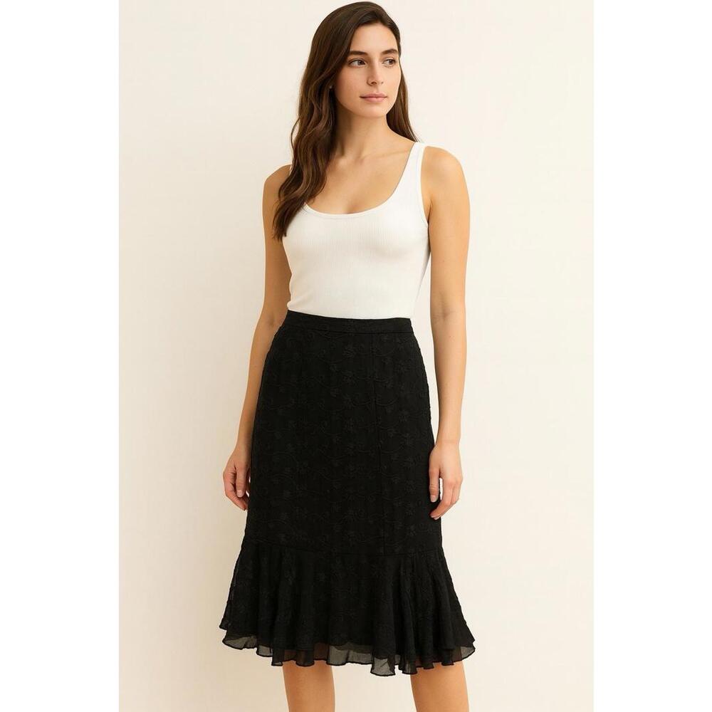 y2k 90s midi skirt womens large L black midi lace goth vampire witchy retro